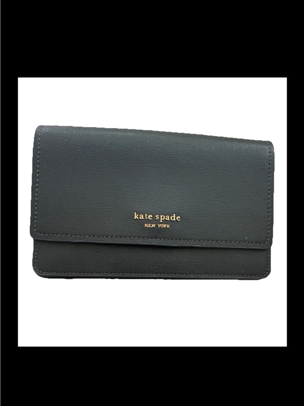 kate spade black mini crossbody wallet with gold logo